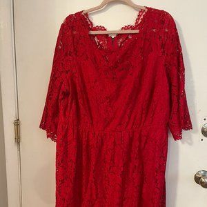 Cherry red lace party dress